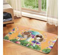 Tapis d'alimentation absorbant pour animal domestique Motif champignons fantastiques 40 x 60 cm - Tapis de nourriture à séchage rapide/napperon en cuir, pour chien, chat, gamelle, eau