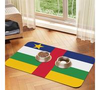 Tapis d'alimentation absorbant pour animaux de compagnie - 30 x 45 cm - Motif drapeau de l'Afrique centrale - Séchage rapide - En cuir - Pour chien et chat