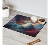 Tapis d'alimentation abstrait coloré galaxie nébuleuse pour chat chien gamelle d'eau tapis d'alimentation pour animaux de compagnie tapis d'alimentation absorbant Nti-Slip Contain Spills Protège les