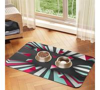 Tapis d'alimentation abstrait géométrique pour chien et chat - En cuir absorbant - Imperméable - Pas de taches - Séchage rapide - Antidérapant - 45 x 30 cm