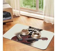 Tapis d'alimentation amusant en cuir synthétique absorbant pour chien et chat - Protège les sols - Dos en caoutchouc antidérapant - Facile à nettoyer - 40 x 60 cm