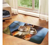 Tapis d'alimentation amusant en cuir synthétique absorbant pour chien et chat - Protège les sols - Dos en caoutchouc antidérapant - Facile à nettoyer - 30 x 45 cm