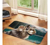 Tapis d'alimentation amusant en cuir synthétique absorbant pour chien et chat - Protège les sols - Dos en caoutchouc antidérapant - Facile à nettoyer - 30 x 45 cm