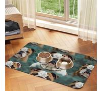 Tapis d'alimentation amusant en cuir synthétique absorbant pour chien ou chat avec motif bouledogue anglais - Protège les sols - Dos en caoutchouc antidérapant - Facile à nettoyer - 30 x 45 cm