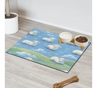 Tapis d'alimentation amusant en forme d'agneau et de mouton pour chat et chien, tapis d'alimentation pour animal domestique, tapis d'alimentation absorbant, antidérapant, protège les sols, 40,6 x 60,9