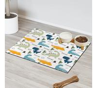 Tapis d'alimentation amusant pour chat et chien, motif dinosaure coloré, tapis d'alimentation pour animal domestique, tapis d'alimentation en forme de dinosaure coloré, tapis d'alimentation absorbant