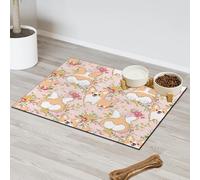 Tapis d'alimentation amusant pour chien Corgi motif floral pour chat et chien, tapis d'alimentation pour animal domestique, tapis d'alimentation absorbant, antidérapant, protège les sols, set de table