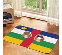 Tapis d'alimentation antidérapant et durable en similicuir avec drapeau de l'Afrique centrale pour animal domestique 40 x 60 cm