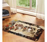 Tapis d'alimentation antidérapant et sans goût pour chien et chat Motif carte du monde
