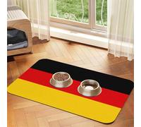 Tapis d'alimentation avec drapeau allemand pour chiens et chats - Facile à nettoyer et portable, tapis distributeur d'eau à séchage rapide pour chien et chat (76,2 x 114,3 cm, noir)