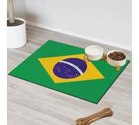 Tapis d'alimentation avec drapeau du Brésil pour chat et chien Tapis d'alimentation pour animal domestique Tapis d'alimentation absorbant Nti-Slip Contain Spills Protège les sols Set de table 30,4 x