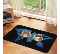 Tapis d'alimentation avec motif carte du monde avec dessus en polyuréthane absorbant l'eau et base en caoutchouc - Tapis antidérapant pour chien et chat 40 x 60 cm