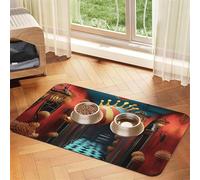 Tapis d'alimentation coloré en cuir absorbant pour chien et chat - Imperméable - Pas de taches - Séchage rapide - Antidérapant - 60 x 40 cm