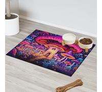 Tapis d'alimentation coloré en forme de champignon magique pour chat et chien, tapis d'alimentation pour animal domestique, tapis d'alimentation absorbant, antidérapant, protège les sols, set de table