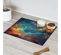 Tapis d'alimentation coloré galaxie nébuleuse pour chat chien gamelle à eau tapis d'alimentation pour animaux de compagnie tapis d'alimentation absorbant Nti-Slip Contain Spills Protège les sols Set