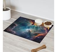 Tapis d'alimentation coloré galaxie nébuleuse pour chat chien gamelle d'eau tapis d'alimentation pour animaux de compagnie tapis d'alimentation absorbant Nti-Slip Contain Spills Protège les sols Set