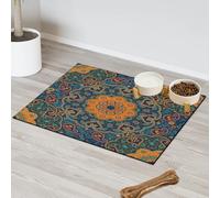 Tapis d'alimentation coloré mandala indien pour animal domestique pour chat et chien, tapis de nourriture pour animaux de compagnie, tapis d'alimentation absorbant, Nti-Slip Contiennent les