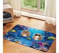 Tapis d'alimentation coloré pour animaux de compagnie imprimé sur le thème de l'océan pour gamelle d'eau et de nourriture pour chiens, tapis distributeur d'eau pour chiens, accessoires pour chiens