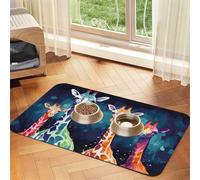 Tapis d'alimentation coloré pour les amateurs de girafe - 30 x 45 cm - Tapis absorbant pour gamelle d'eau et de nourriture - En cuir synthétique - Imperméable - Séchage rapide - Pas de taches