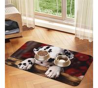 Tapis d'alimentation dalmatien absorbant en cuir synthétique pour chien et chat - Protège les sols - Dos en caoutchouc antidérapant - Facile à nettoyer - 40 x 60 cm