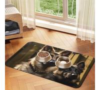 Tapis d'alimentation de berger allemand 40 x 60 cm, tapis absorbant pour gamelle de nourriture et d'eau, tapis de nourriture pour chat en cuir synthétique, tapis imperméable à séchage rapide pour