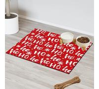 Tapis d'alimentation de Noël pour animal domestique motif lettre Ho pour chat et chien Tapis d'alimentation absorbant Nti-Slip Contain Spills Protège les sols Set de table 43,1 x 76,2 cm