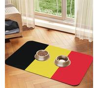 Tapis d'alimentation drapeau de la Belgique pour chien et chat - En cuir absorbant - Imperméable - Pas de taches - Séchage rapide - Antidérapant - 45 x 30 cm