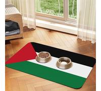 Tapis d'alimentation drapeau de la Palestine pour chien et chat - En cuir absorbant - Imperméable - Pas de taches - Séchage rapide - Antidérapant - 45 x 30 cm