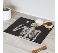 Tapis d'alimentation drôle squelette humain pour chat chien bol d'eau tapis d'alimentation squelette animal domestique tapis d'alimentation squelette tapis absorbant Nti-Slip Contain Spills Protège