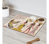 Tapis d'alimentation égyptien hiéroglyphes dieux pour chat et chien Tapis d'alimentation pour animal domestique Tapis d'alimentation égyptien absorbant Nti-Slip Contiennent les déversements Protège