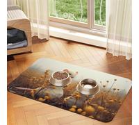 Tapis d'alimentation élégant en cuir absorbant pour chien et chat - Imperméable - Pas de taches - Séchage rapide - Antidérapant - 45 x 30 cm