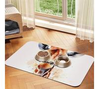 Tapis d'alimentation élégant en cuir synthétique absorbant pour animal de compagnie Motif girafe Pour chien et chat Protection des sols Antidérapant Facile à nettoyer 30 x 45 cm