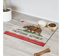 Tapis d'alimentation en bois avec drapeau de la Californie pour chat et chien, tapis d'alimentation pour animal domestique, tapis d'alimentation absorbant, antidérapant, protège les sols, 43,1 x 76,2