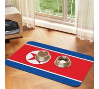 Tapis d'alimentation en cuir absorbant avec drapeau de la Corée du Nord - Imperméable - Pas de taches - Séchage rapide - Antidérapant - 45 x 30 cm