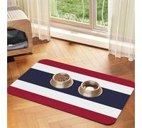Tapis d'alimentation en cuir absorbant avec drapeau de la Thaïlande pour chien et chat - Imperméable - Pas de taches - Séchage rapide - Antidérapant - 45 x 30 cm