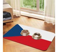 Tapis d'alimentation en cuir absorbant avec drapeau tchèque pour chien et chat - Imperméable - Pas de taches - Séchage rapide - Antidérapant - 60 x 40 cm