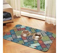 Tapis d'alimentation en cuir absorbant avec impression mandala pour chiens et chats 60 x 40 cm
