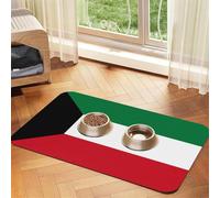 Tapis d'alimentation en cuir absorbant avec motif drapeau du Koweït pour chien et chat - Imperméable - Ne tache pas - Séchage rapide - Antidérapant - 60 x 40 cm