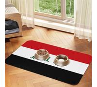 Tapis d'alimentation en cuir absorbant avec motif drapeau irakien pour chien et chat - Imperméable - Ne tache pas - Séchage rapide - Antidérapant - 60 x 40 cm