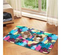 Tapis d'alimentation en cuir absorbant imprimé zèbre coloré pour chiens, chats, animaux domestiques, 60 x 40 cm