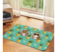 Tapis d'alimentation en cuir absorbant motif fruits tropicaux ananas pour chiens, chats, animaux domestiques, 60 x 40 cm