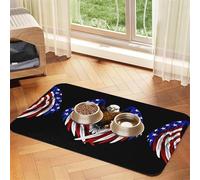 Tapis d'alimentation en cuir absorbant pour chien et chat - Motif drapeau des États-Unis - Imperméable - Pas de taches - Séchage rapide - Antidérapant - 60 x 40 cm