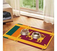 Tapis d'alimentation en cuir absorbant pour chien et chat - Motif drapeau du Sri Lanka - Imperméable - Ne tache pas - Séchage rapide - Antidérapant - 60 x 40 cm