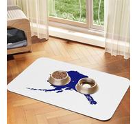Tapis d'alimentation en cuir PU avec motif carte de l'État de l'Alaska pour chiens et chats Tapis de nourriture absorbant antidérapant en caoutchouc