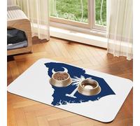 Tapis d'alimentation en cuir PU avec motif carte du drapeau de la Caroline du Sud pour chiens et chats Tapis de nourriture absorbant antidérapant en caoutchouc