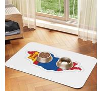 Tapis d'alimentation en cuir PU avec motif carte du drapeau mongol pour chiens et chats, tapis de nourriture absorbant et antidérapant en caoutchouc