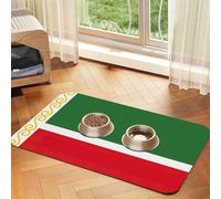 Tapis d'alimentation en cuir PU imprimé drapeau de la République tchétchène pour chiens et chats Tapis de nourriture pour animaux de compagnie Tapis absorbant antidérapant en caoutchouc