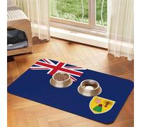 Tapis d'alimentation en cuir PU imprimé drapeau des îles Turques et Caïques pour chiens et chats Tapis d'alimentation absorbant antidérapant en caoutchouc