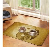 Tapis d'alimentation en cuir PU imprimé symbole Yin Yang pour chiens et chats Tapis de nourriture absorbant antidérapant en caoutchouc