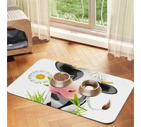 Tapis d'alimentation en cuir PU imprimé vache mignon pour chiens chats animaux de compagnie tapis de nourriture absorbant antidérapant fond en caoutchouc
